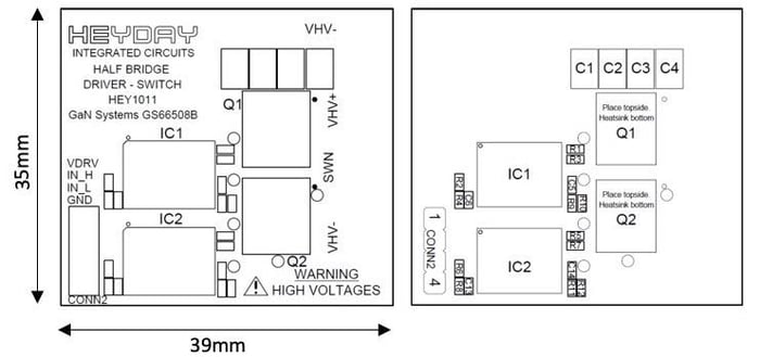 Figure 6: HEY-HBDS-G-12B1-A Silkscreen and component placement